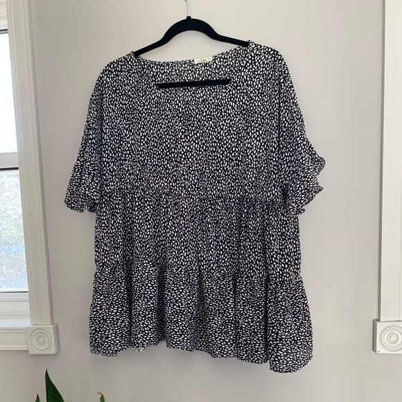 e luna Tops - Women’s trendy poka dot peplum top